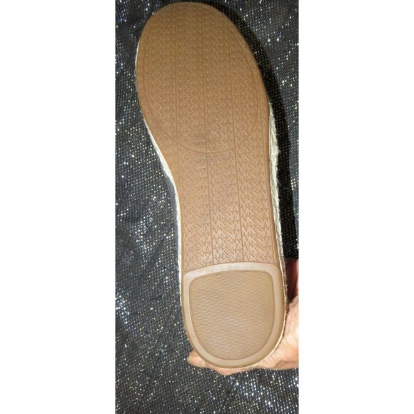 MICHAEL KORS LOLITA Silver Metallic Leather Pom Pom Espadrilles size 9.5 Slip On - Picture 8 of 12